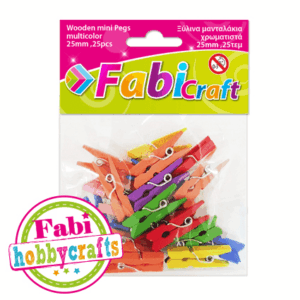 Μανταλάκια Ξύλινα Fabi 25mm 25τεμ Χρωματιστά 130183
