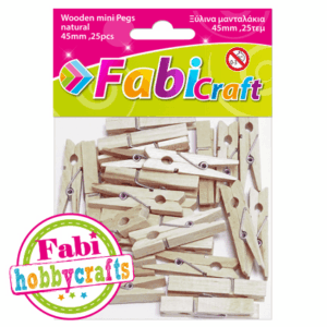 Μανταλάκια Ξύλινα Fabi 45mm 25τεμ Φυσικό 130184