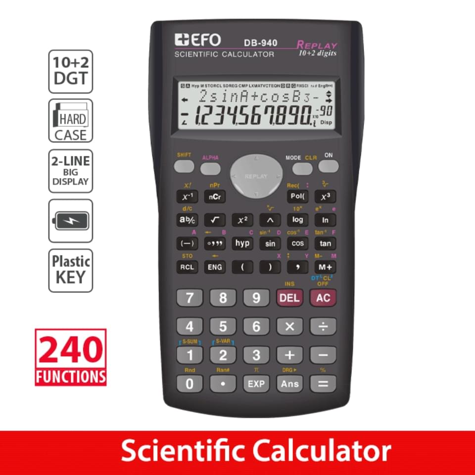 Αριθμομηχανή +EFO DB-940 επιστημονική 240 λειτουργίες 9x16cm