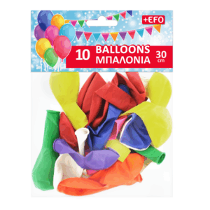 Μπαλόνια +EFO 30εκ 10τεμ 10 χρώματα 226311