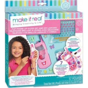 Make It Real Flip phone lip gloss set and DIY lanyard Just Toys 2329