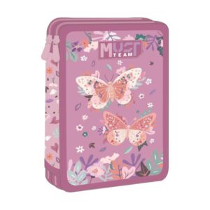 Κασετίνα Διπλή Γεμάτη Butterflies Lilac Must Diakakis 000587246