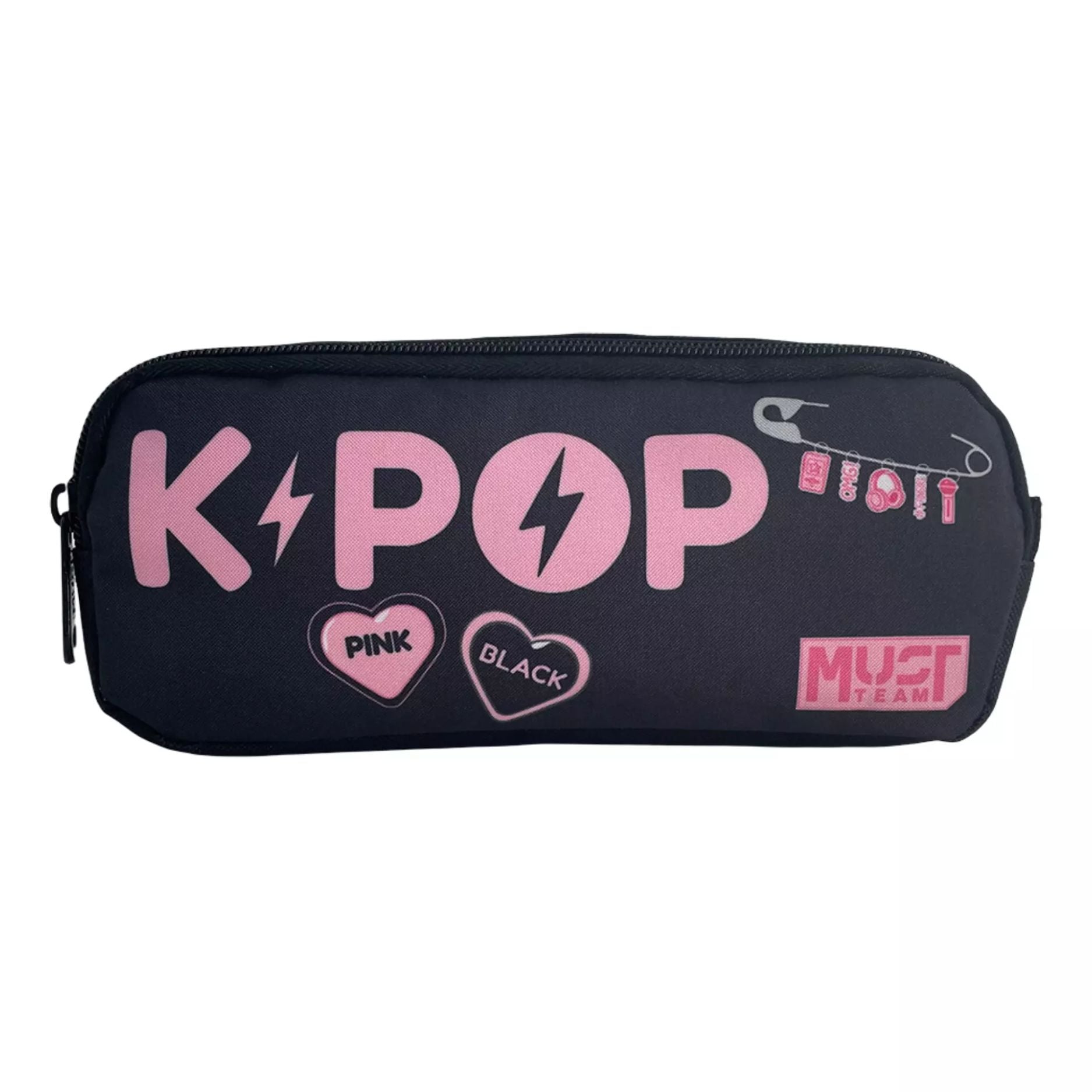 Κασετίνα Βαρελάκι Διπλό K-Pop Μαύρη – Ροζ Must 000587780